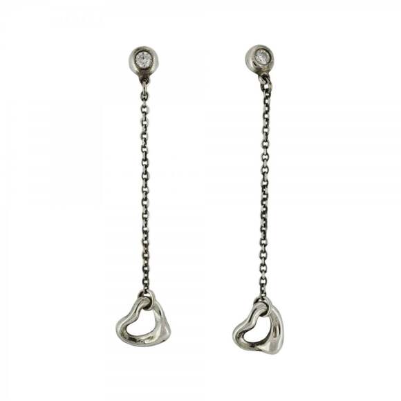 Tiffany Heart by the Yard Earrings 1PD Silver 925 with Diamonds Women's P...